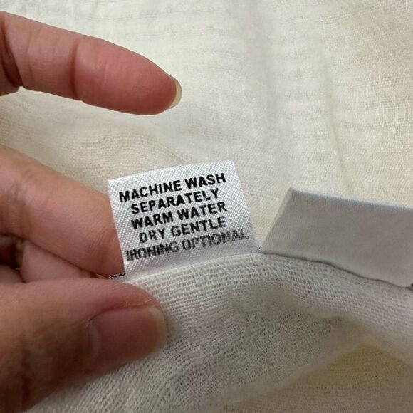 Flax White 100% linen round Neck Oversized Lightweight Comfy Blouse medium - Picture 6 of 7